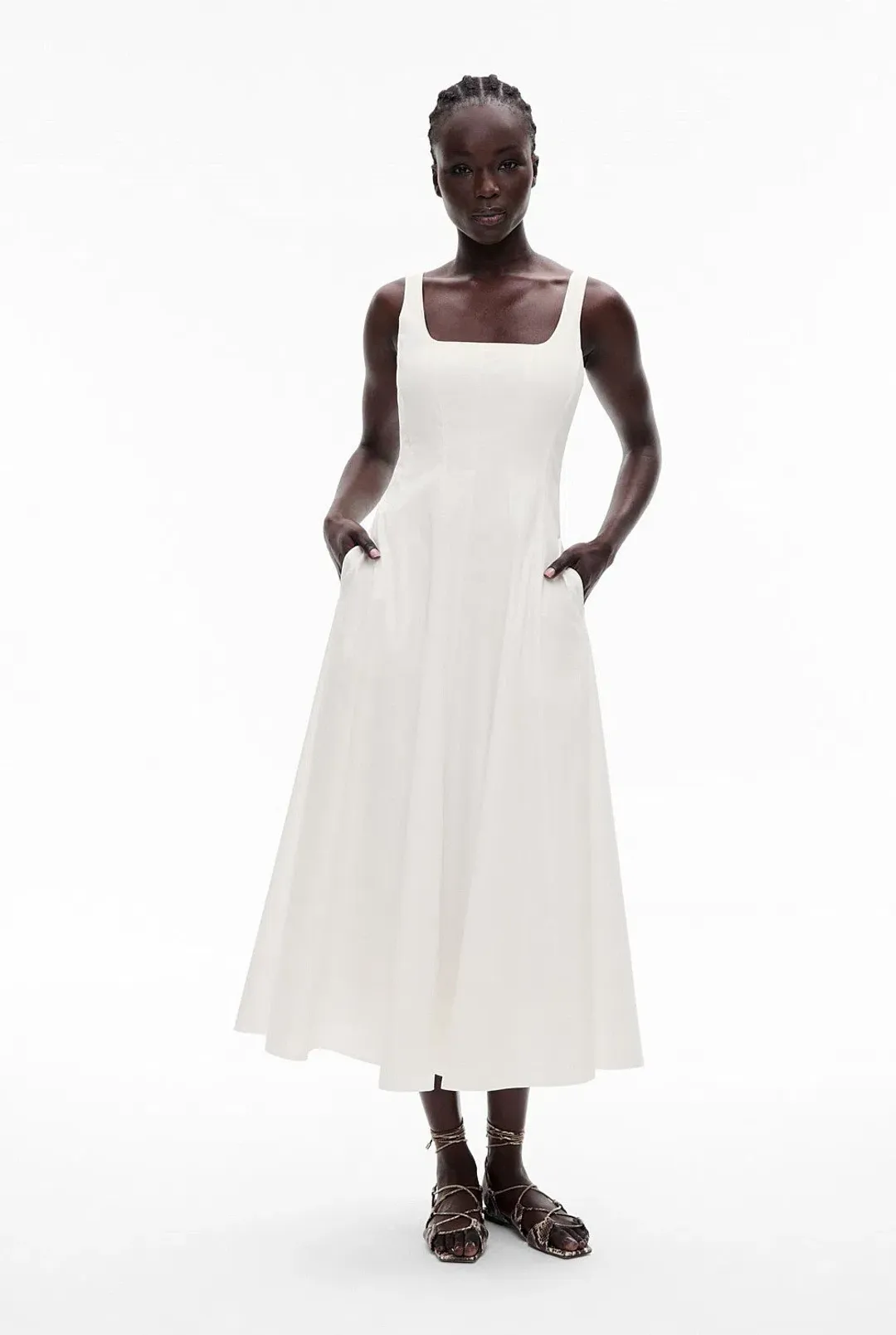 Witchery Seam Detail Midi Dress White Size M / AU 10 for rent on The Volte - main image