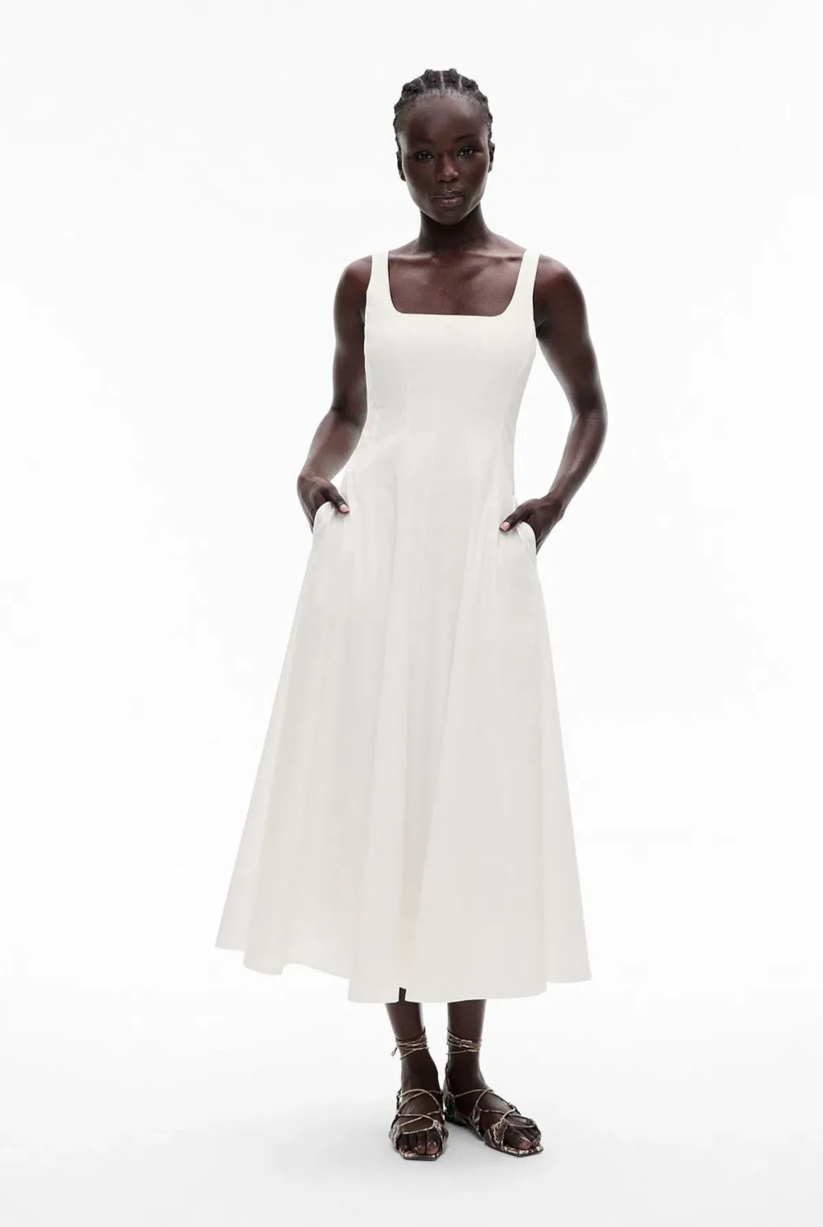 Witchery Seam Detail Midi Dress White Size M / AU 10 for rent on The Volte - main image