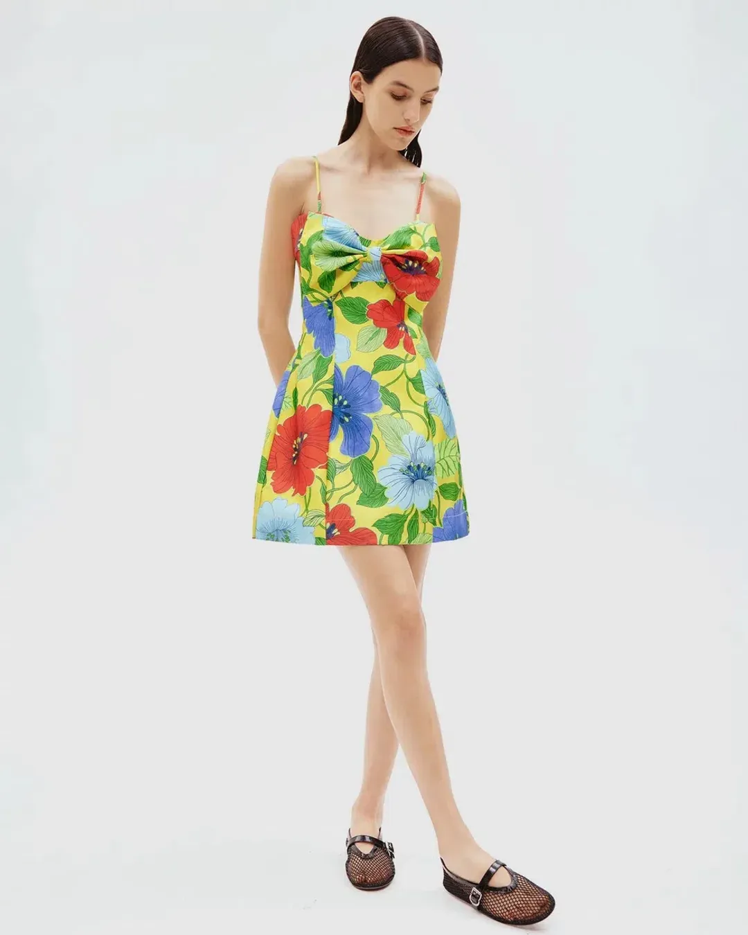 Alemais Verna Bow Mini Dress Floral Size 12 for rent on The Volte - main image