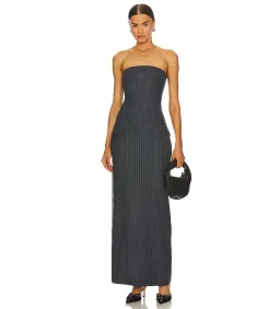 Bec & Bridge Pine Strapless Maxi Dress in Charcoal Pinstripe Size 8 for rent on The Volte - image 1