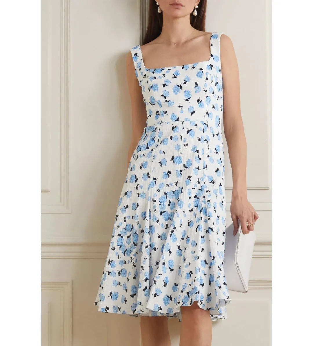 Emilia Wickstead Dena Floral Print Dress Swiss-dot Light Blue  Size AU 12 for rent on The Volte - main image