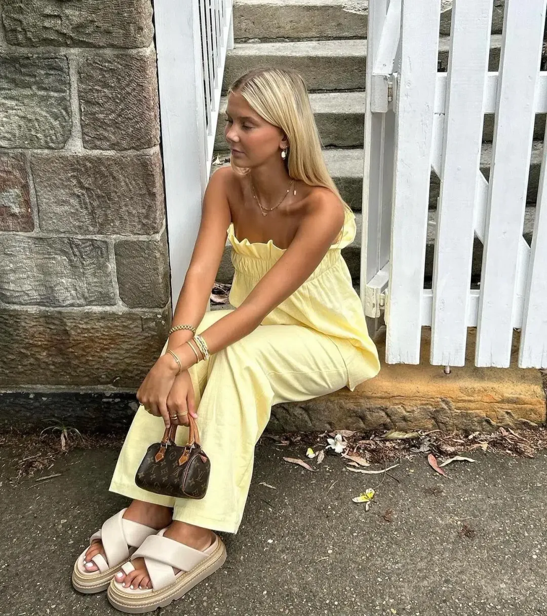 The Waiting Room The Greta Top and Greta Pants Set In Butter Yellow Size S/Au 8 for rent on The Volte - main image