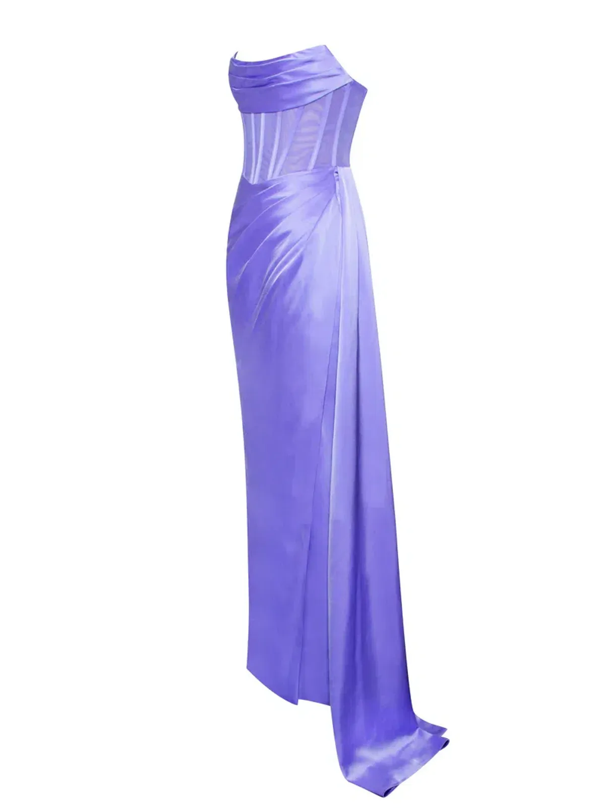 Miss Circle Prisa Very Peri High Slit Satin Corset Gown Purple Size 8/S for rent on The Volte - main image