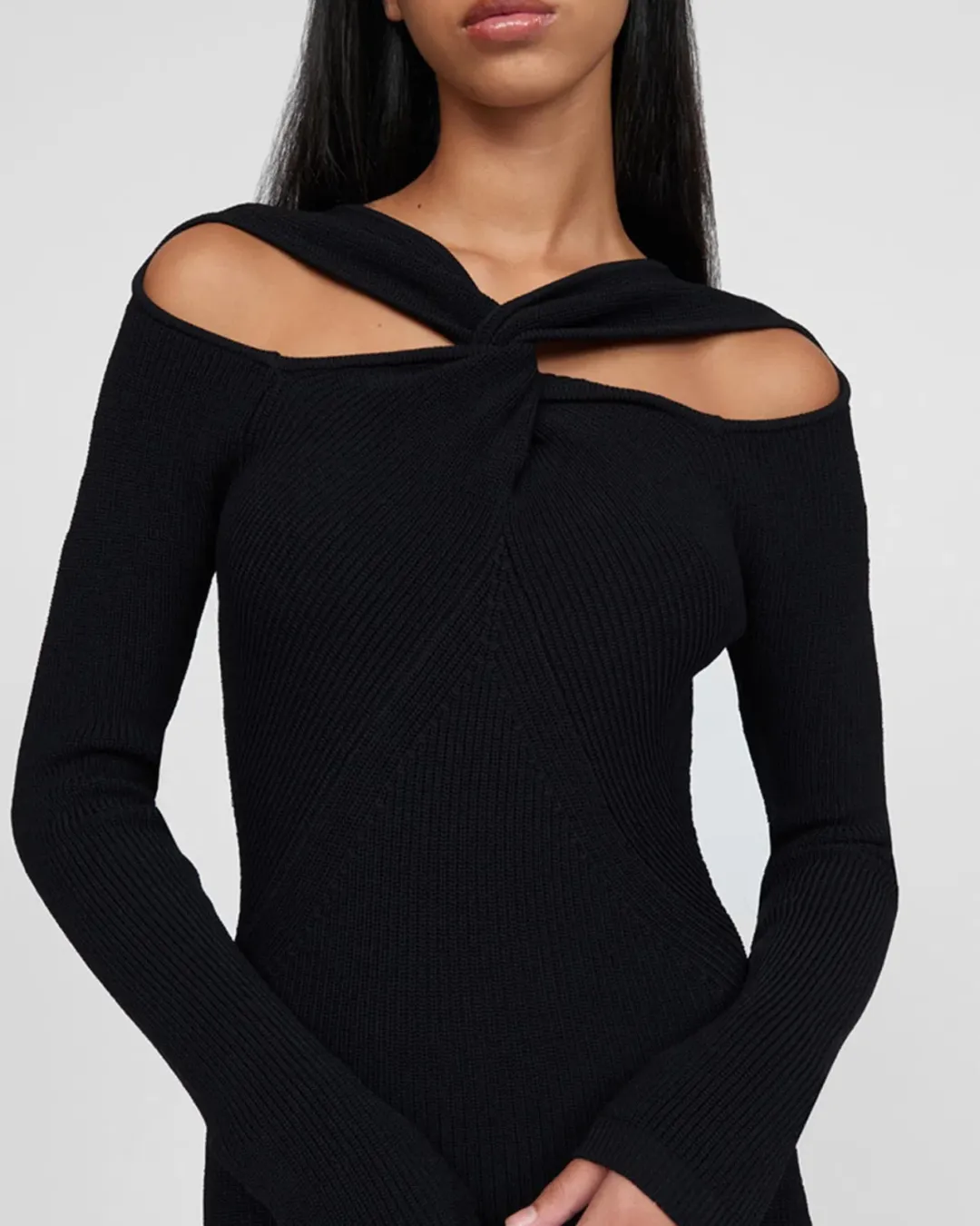 By Johnny Cable Twist Knit Dress in Black Size 8  for rent on The Volte - main image
