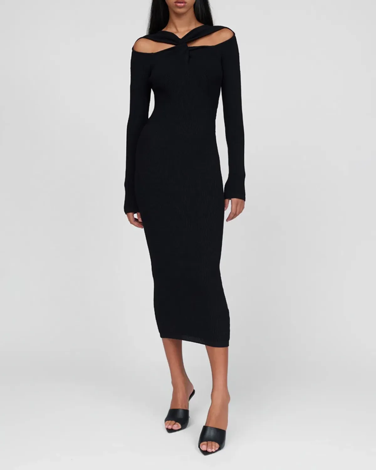 By Johnny Cable Twist Knit Dress in Black Size 8  for rent on The Volte - main image