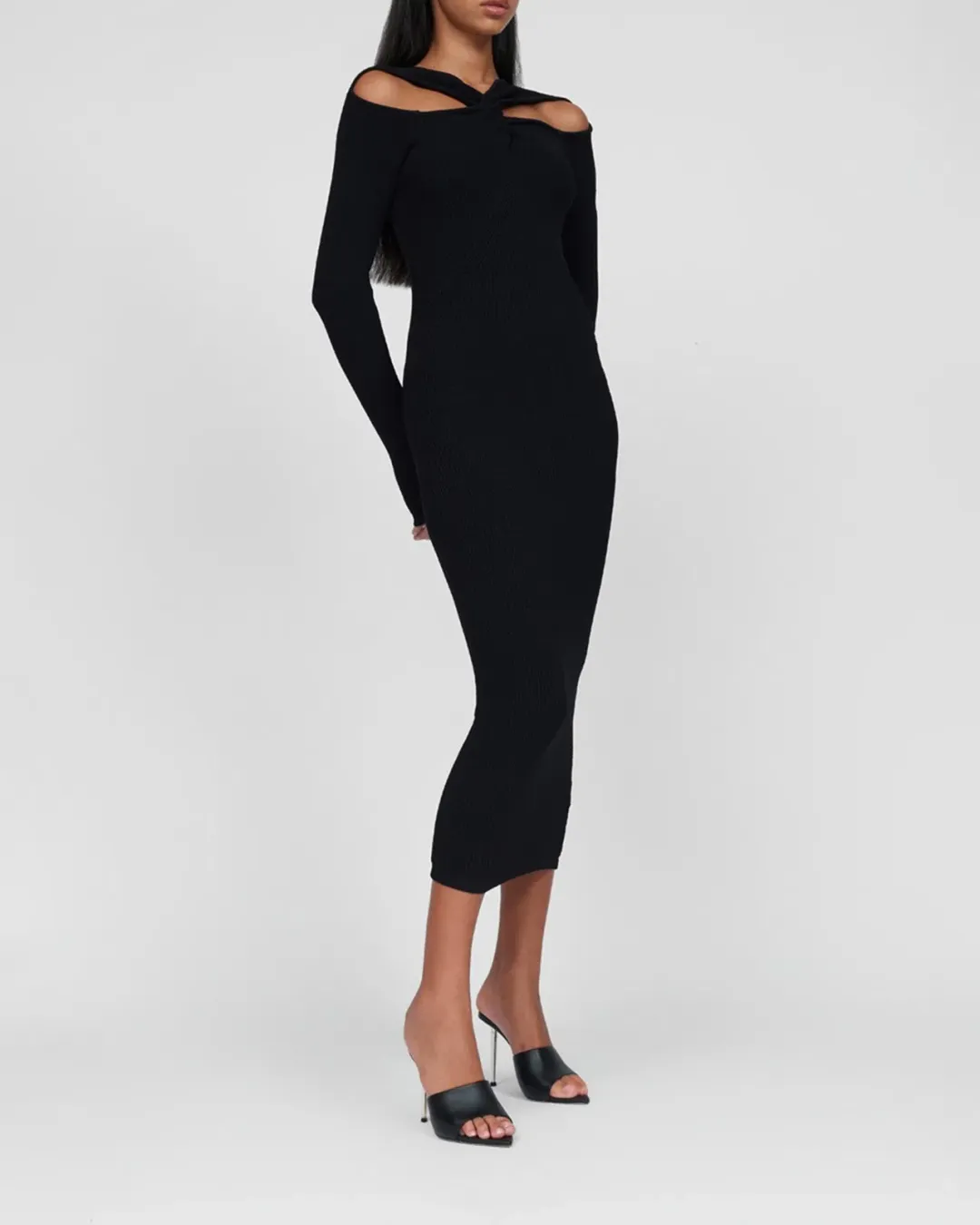 By Johnny Cable Twist Knit Dress in Black Size 8  for rent on The Volte - main image