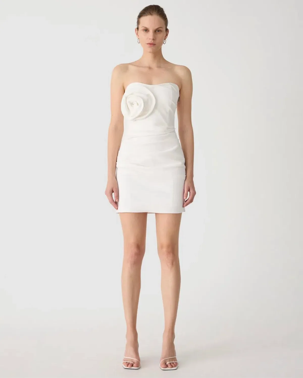 Misha Mercedes Rosette Cotton Sateen Mini Dress White Size S/Au 8 for rent on The Volte - main image