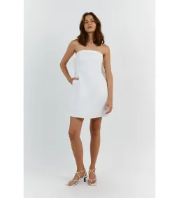 Dissh Aisle Linen Back Bow Mini Dress White Size AU 10 for rent on The Volte - image 1
