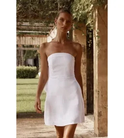 Dissh Aisle Linen Back Bow Mini Dress White Size AU 10 for rent on The Volte - image 2