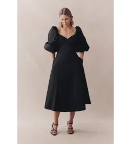 Aje Hester Corsetted Midi Dress Black Size AU 14 for rent on The Volte - image 1
