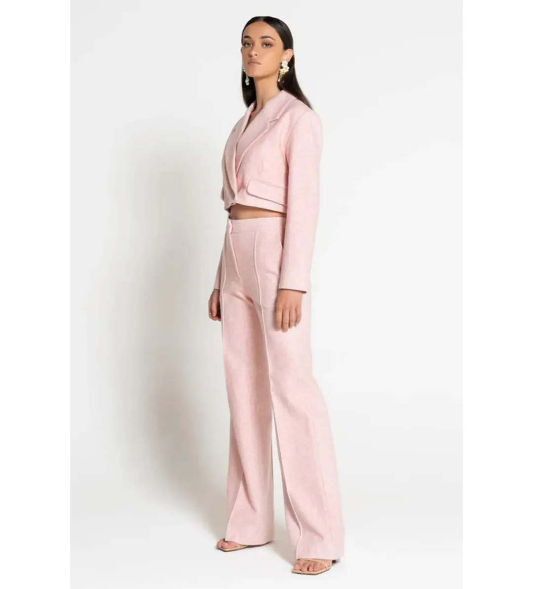 Sofia The Label Farrah Straight Leg Pants and Cropped Blazer Pink Set Size AU 14 for rent on The Volte - main image
