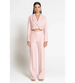 Sofia The Label Farrah Straight Leg Pants and Cropped Blazer Pink Set Size AU 14 for rent on The Volte - image 1