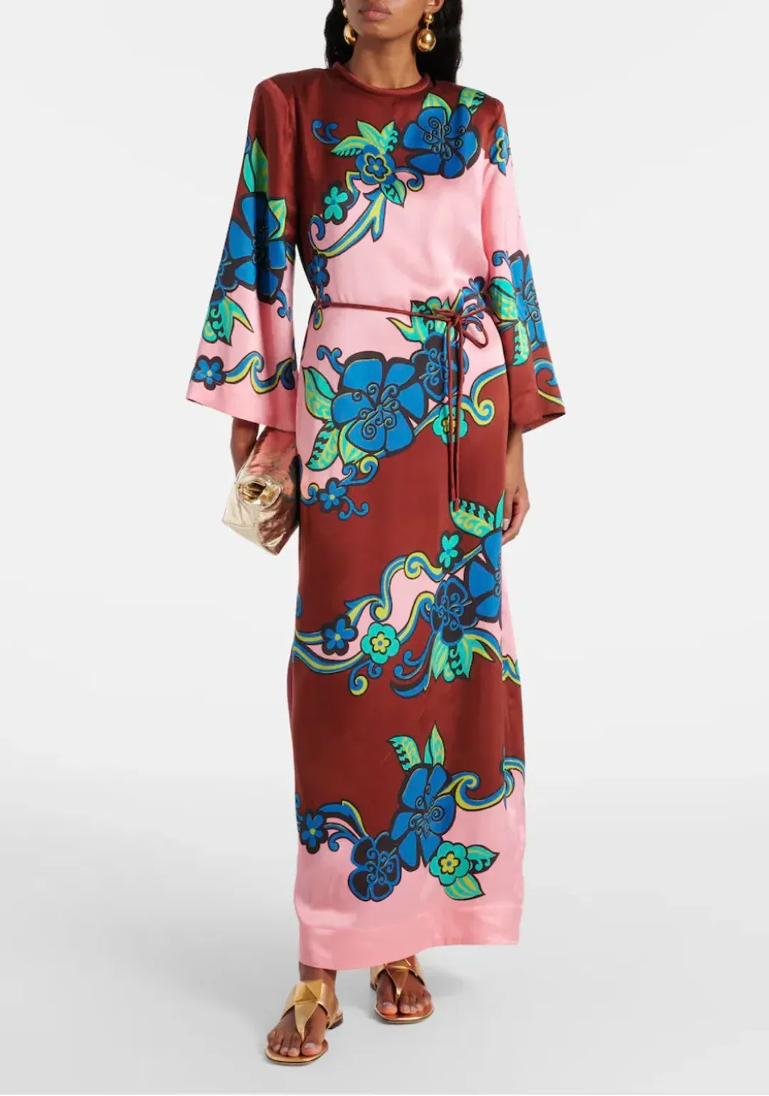 Alémais Azalea Silk Midi Dress Pink Floral Size AU 14 for rent on The Volte - main image