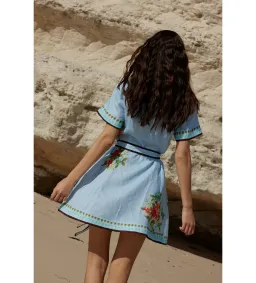 Aston Studio Nami Dress In Pool Blue Bouquet Size AU 12 for rent on The Volte - image 4
