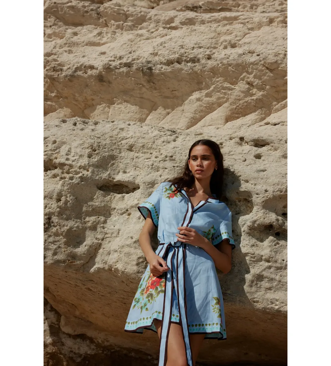 Aston Studio Nami Dress In Pool Blue Bouquet Size AU 12 for rent on The Volte - main image