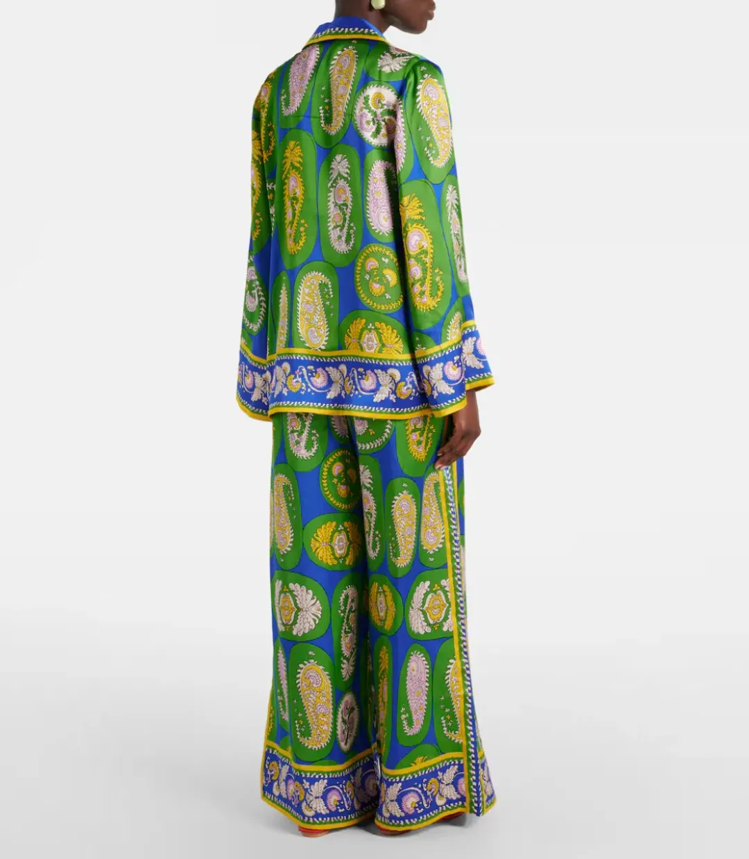Alémais Gina Silk Satin Shirt and Wide Leg Pant Set Print Size AU 16 for rent on The Volte - main image
