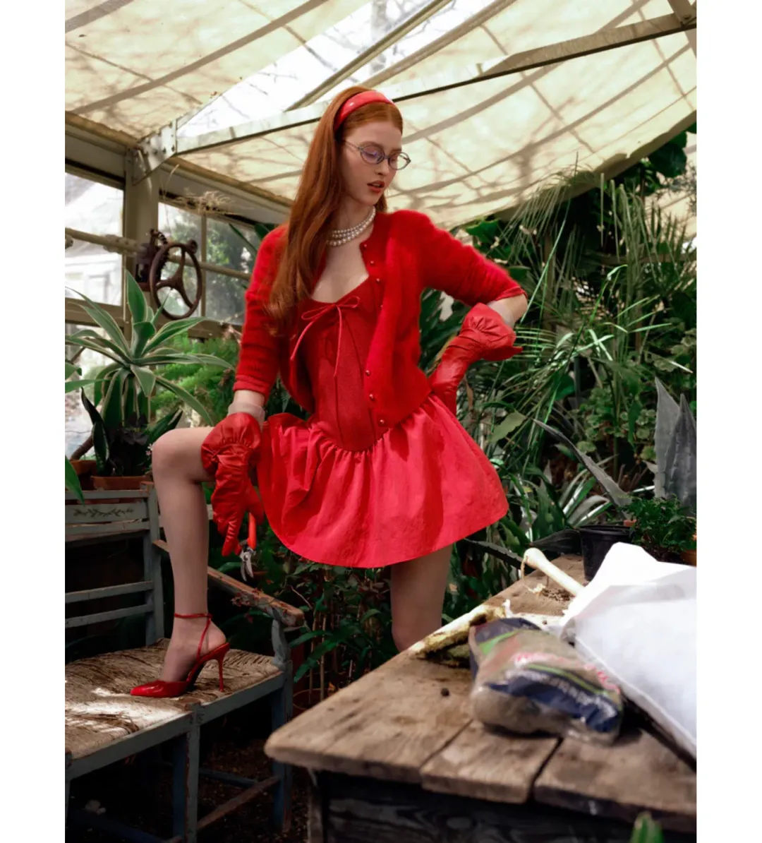 For Love and Lemons Pointelle Mini Dress Red Size S / AU 8  for rent on The Volte - main image