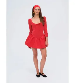 For Love and Lemons Pointelle Mini Dress Red Size S / AU 8  for rent on The Volte - image 1