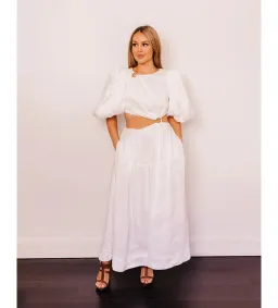 Aje Vanades Cut Out Ring Midi Dress in Ivory Size AU 6 for rent on The Volte - image 2