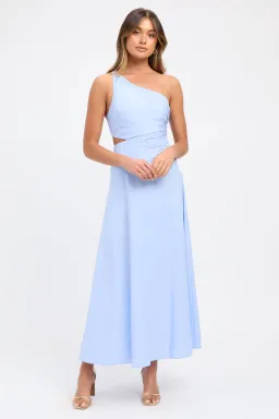 Kookai Poplin One Shoulder Dress Serenity Blue Size 8 AU for rent on The Volte - image 1