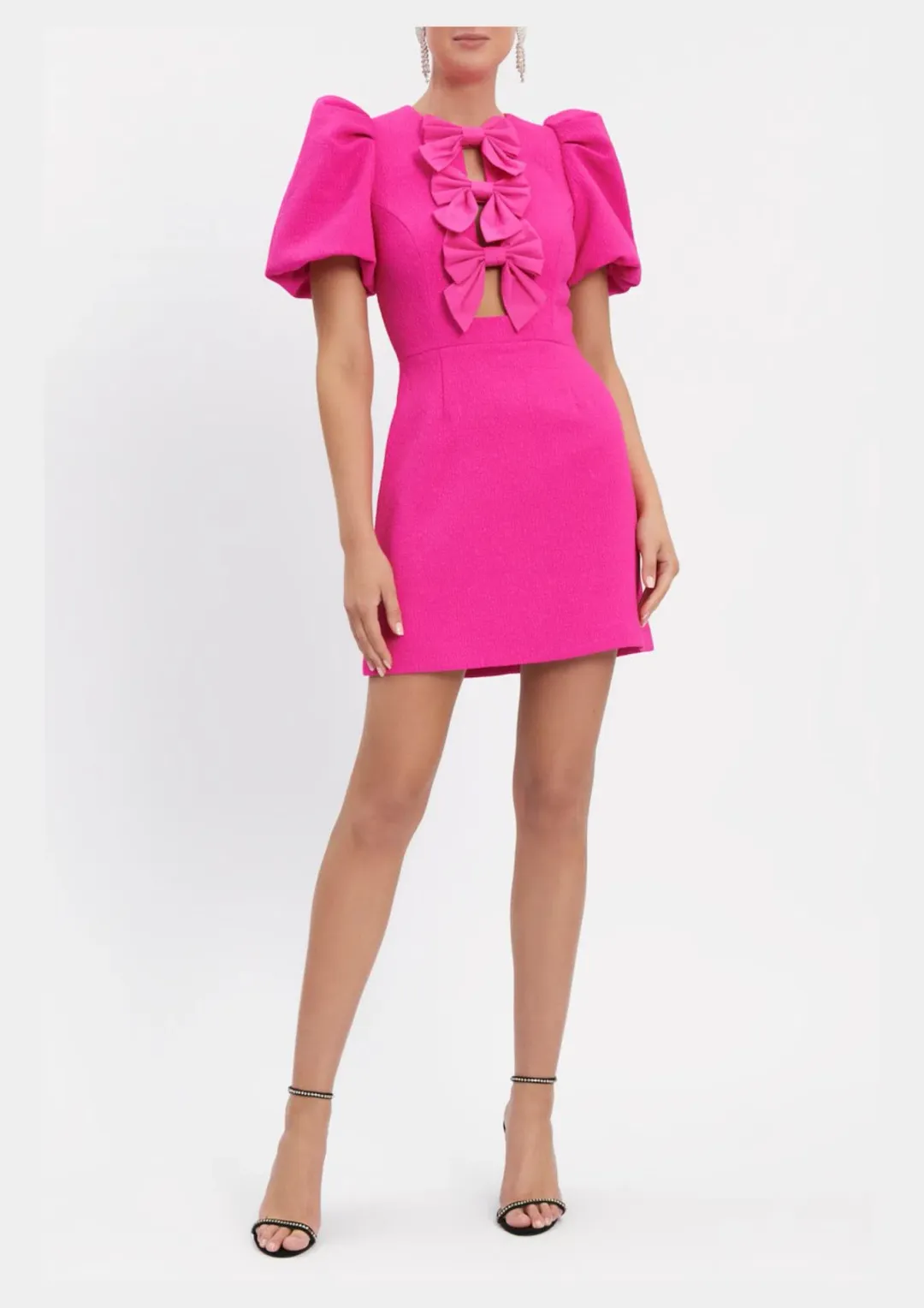 Rebecca Vallance Cecily Bow Mini Dress Hot Pink Size 10 for rent on The Volte - main image