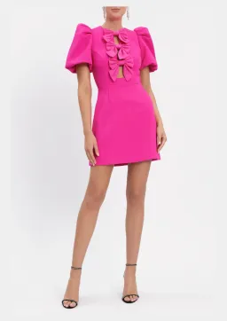 Rebecca Vallance Cecily Bow Mini Dress Hot Pink Size 10 for rent on The Volte - image 1