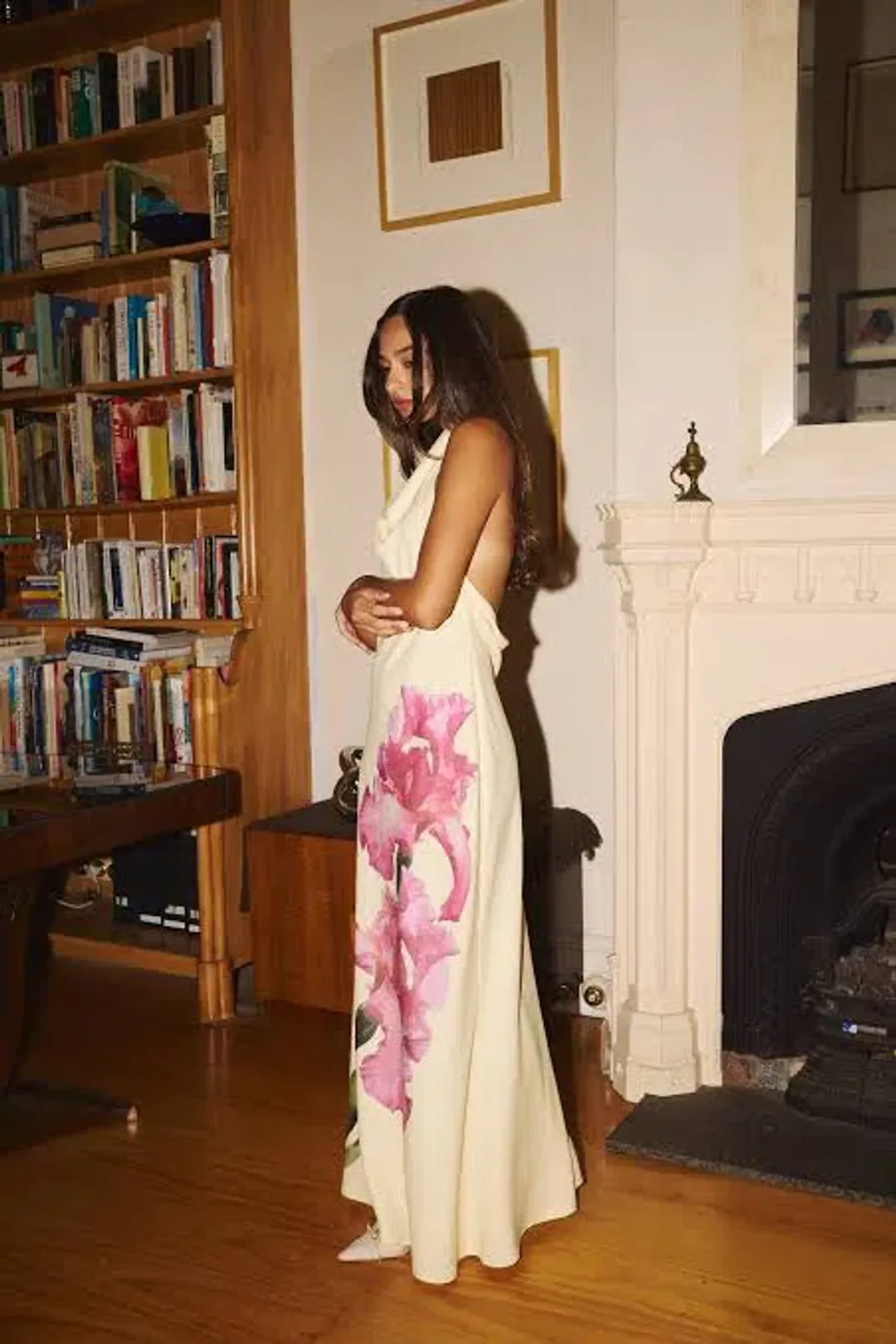 With Harper Lu Cowl Slip Dress Iris Floral Size XL / AU 14 for rent on The Volte - main image