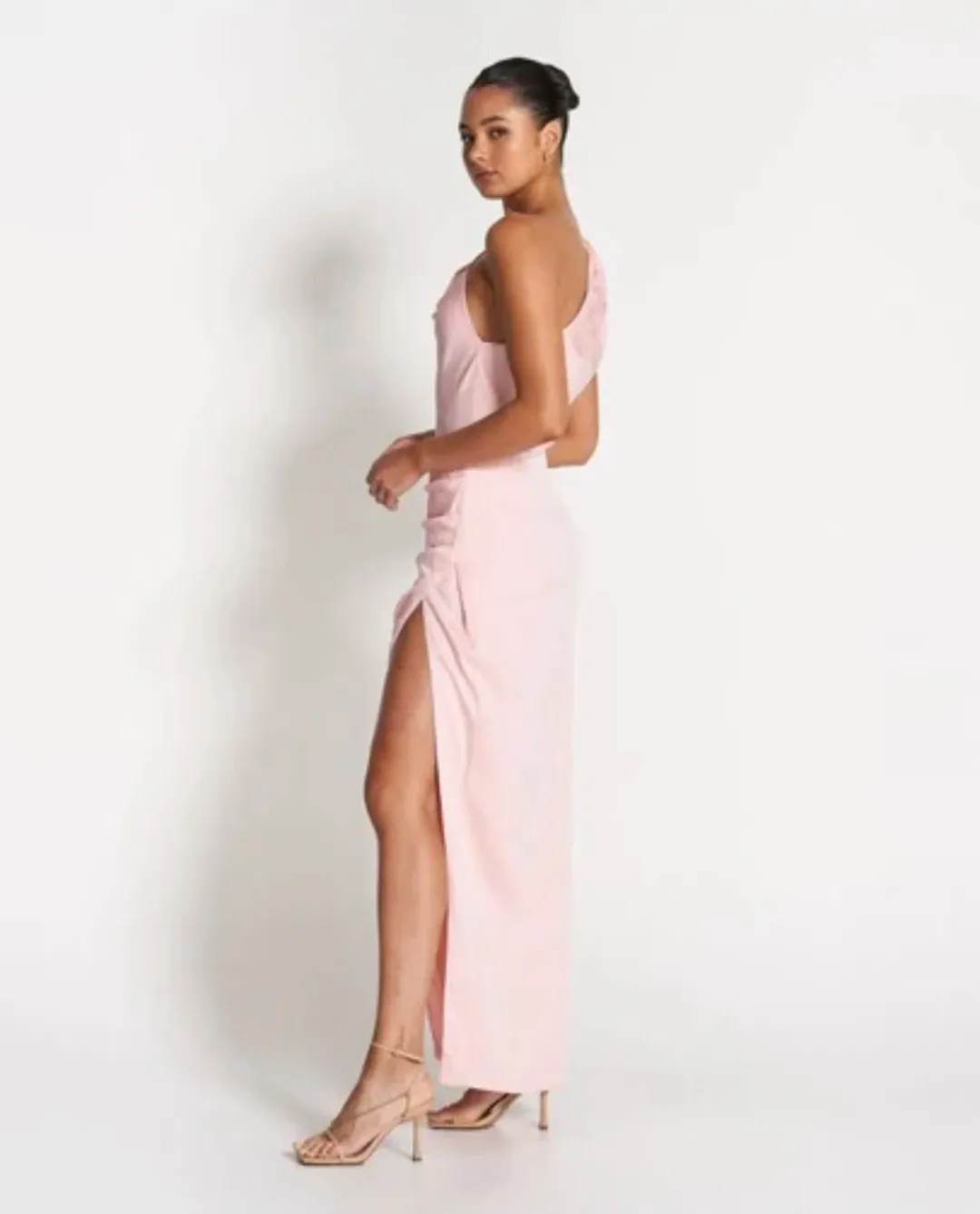 Sofia The Label May Draped One Shoulder Gown In Baby Pink Size 10 for rent on The Volte - main image