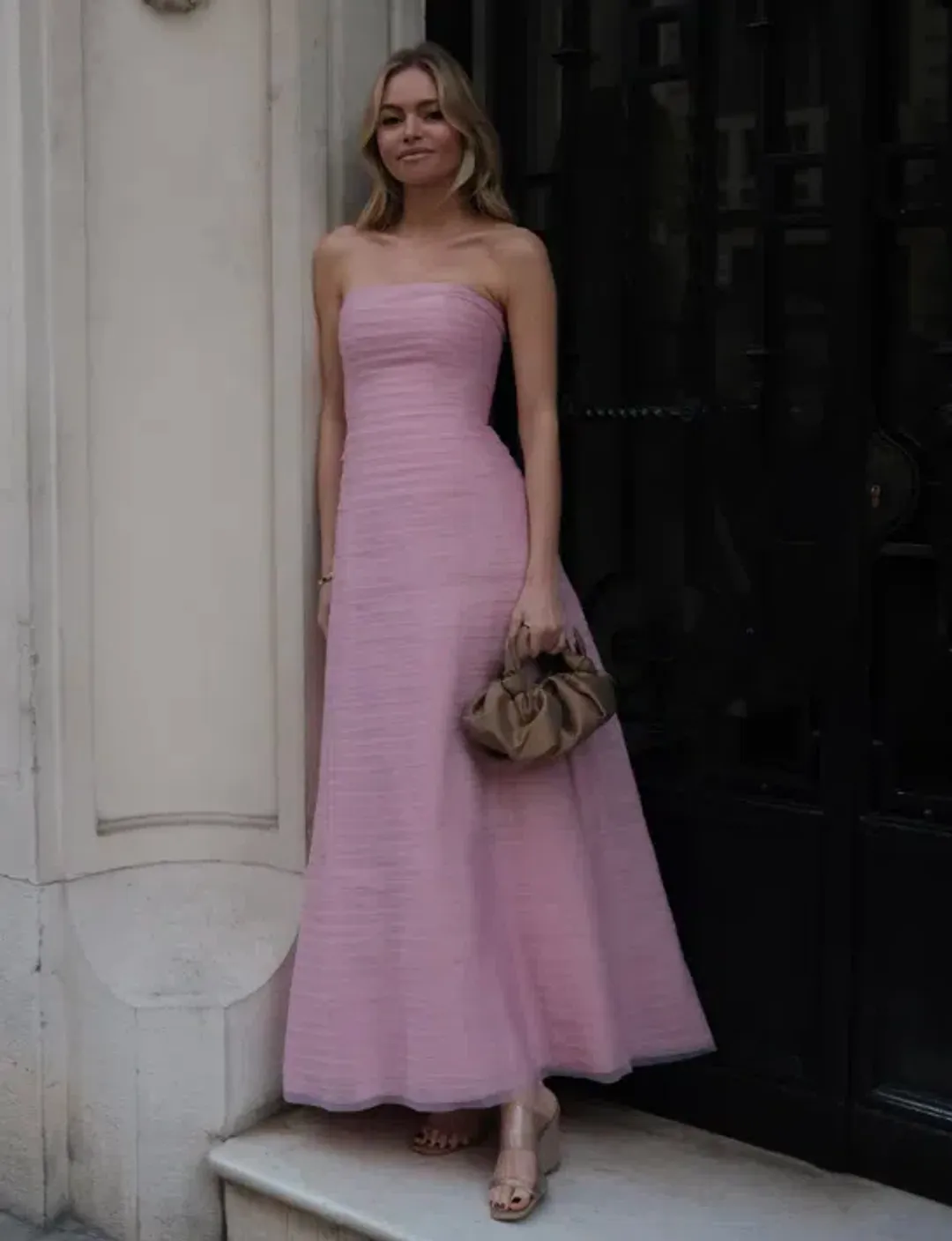 Aje Soundscape Maxi Dress Pink Size 6 for rent on The Volte - main image