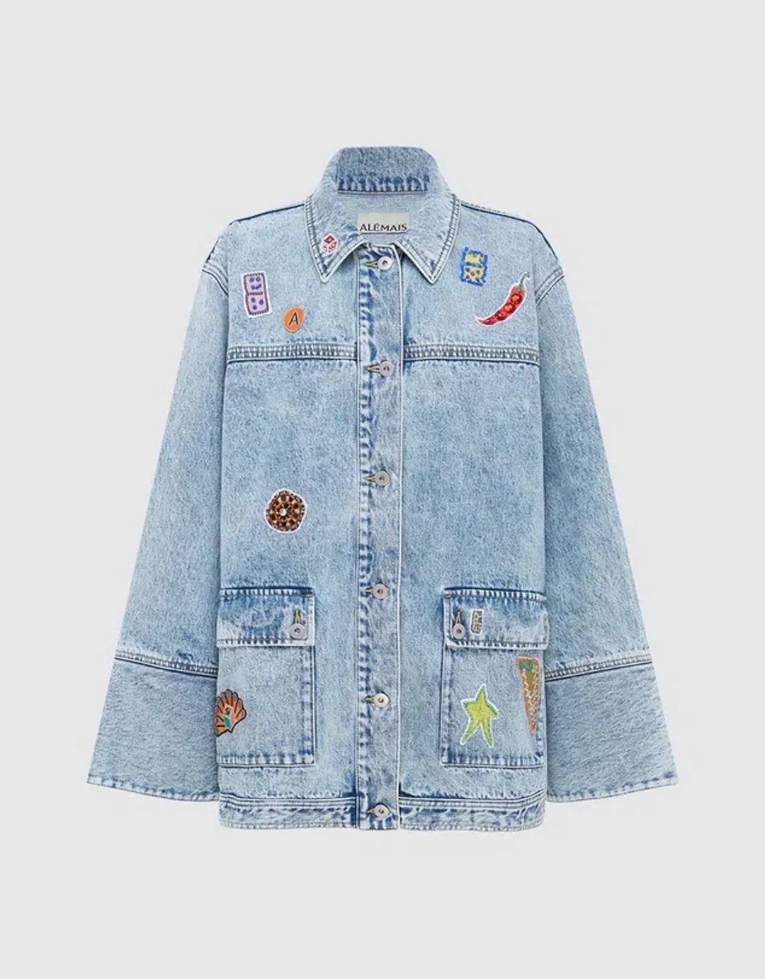 Alemais Jackpot Denim Jacket Size AU 8 and Mini Skirt Size AU 10 Blue for rent on The Volte - main image
