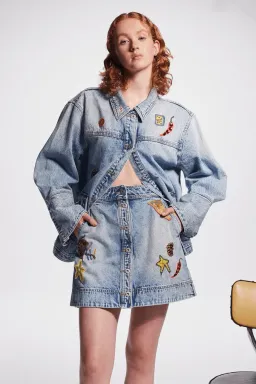Alemais Jackpot Denim Jacket Size AU 8 and Mini Skirt Size AU 10 Blue for rent on The Volte - image 2