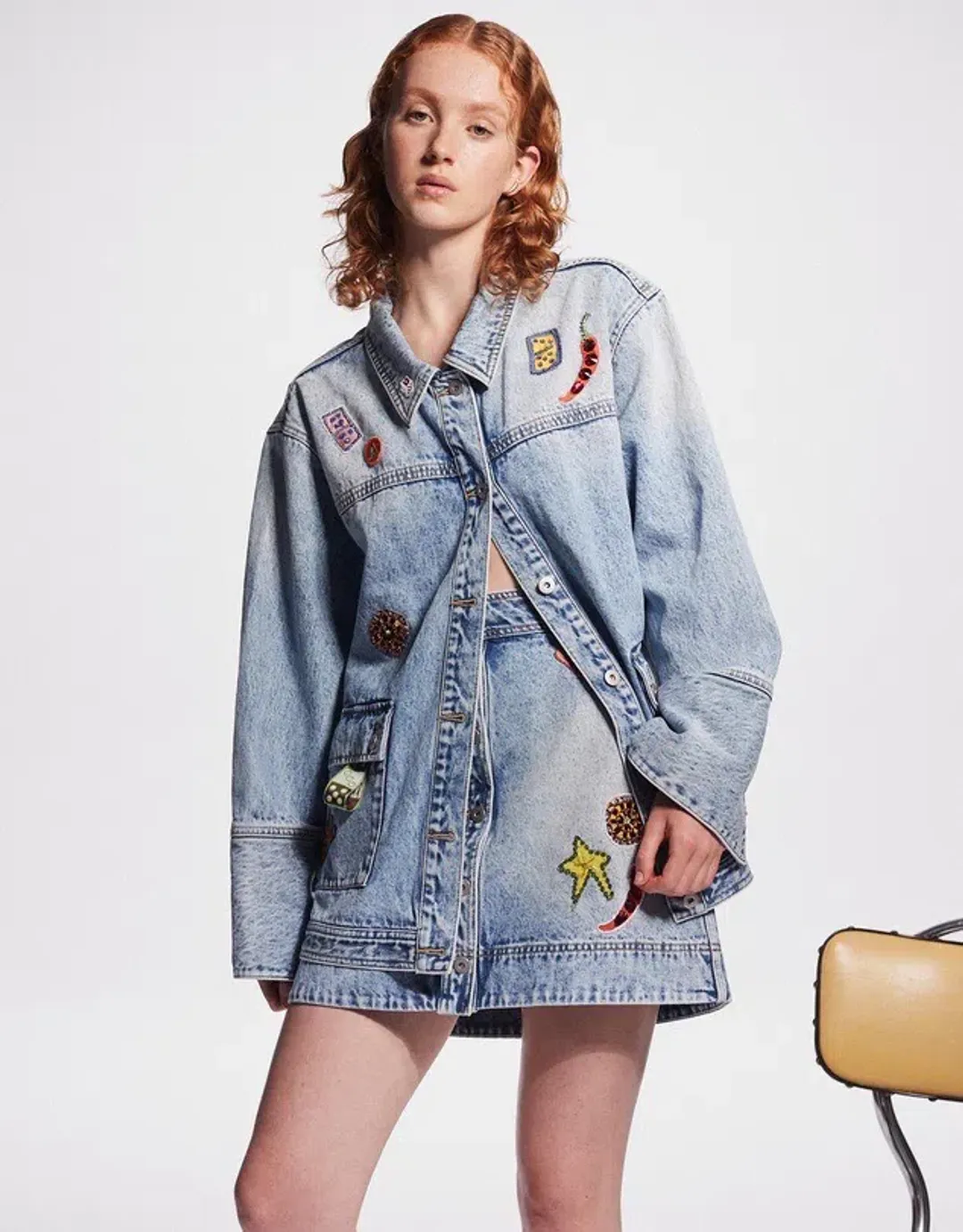 Alemais Jackpot Denim Jacket Size AU 8 and Mini Skirt Size AU 10 Blue for rent on The Volte - main image