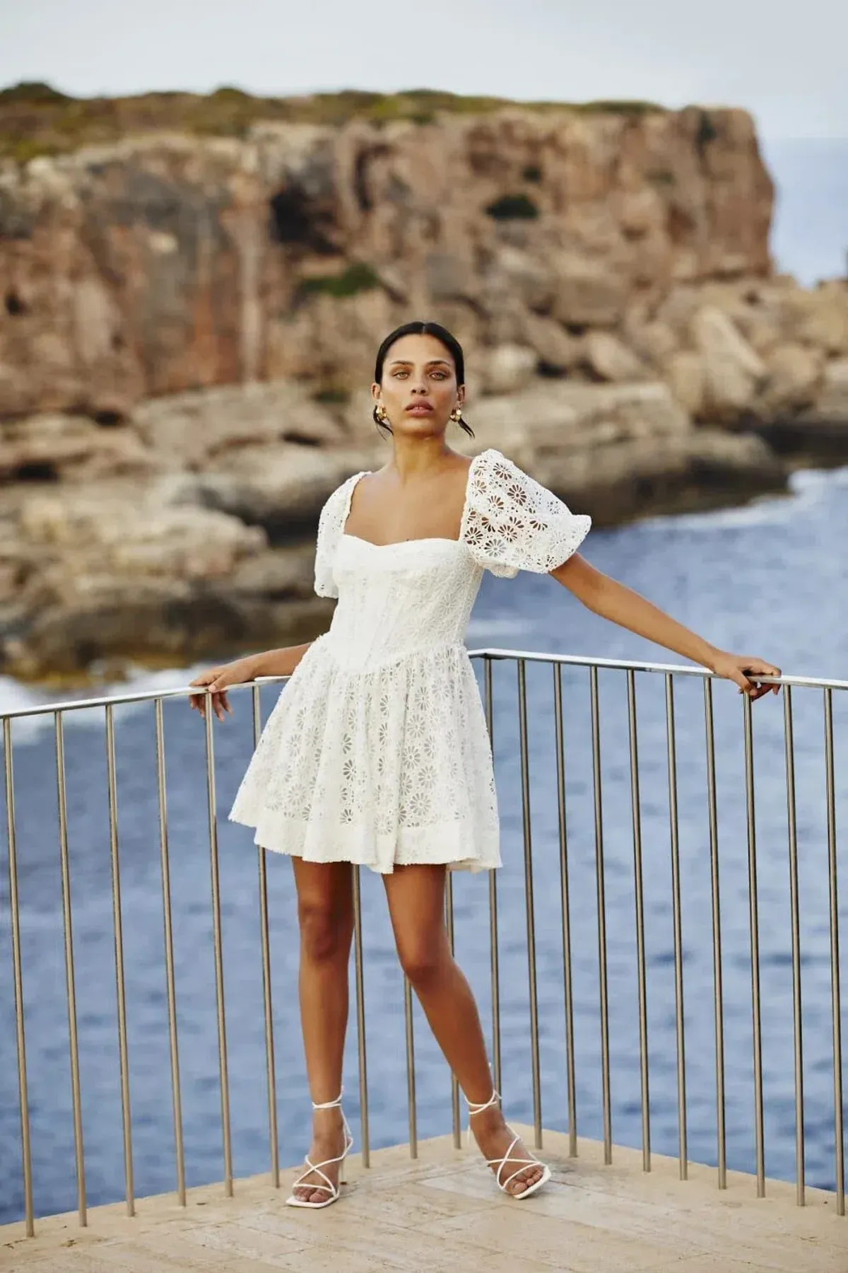 Bardot Kiah Broderie Corset Mini Dress Orchid White Size 8 for rent on The Volte - main image
