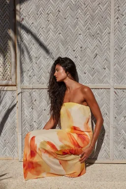 Isabelle Quinn Abbie Strapless Maxi Dress Marigold Size 8 for rent on The Volte - image 3