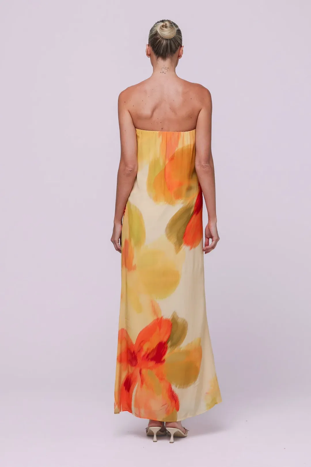 Isabelle Quinn Abbie Strapless Maxi Dress Marigold Size 8 for rent on The Volte - main image