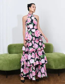Bariano Elara High Neck Tiered Maxi Dress Floral Size 10 for rent on The Volte - image 1