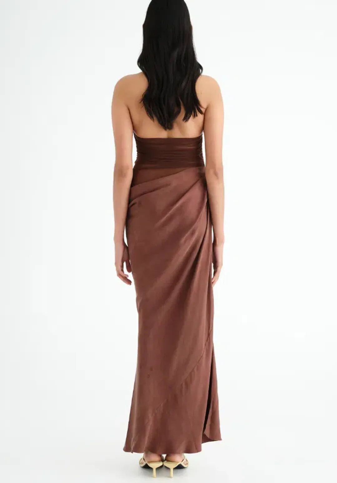 BENNI Gina Maxi Dress Brown Size 6 for rent on The Volte - main image