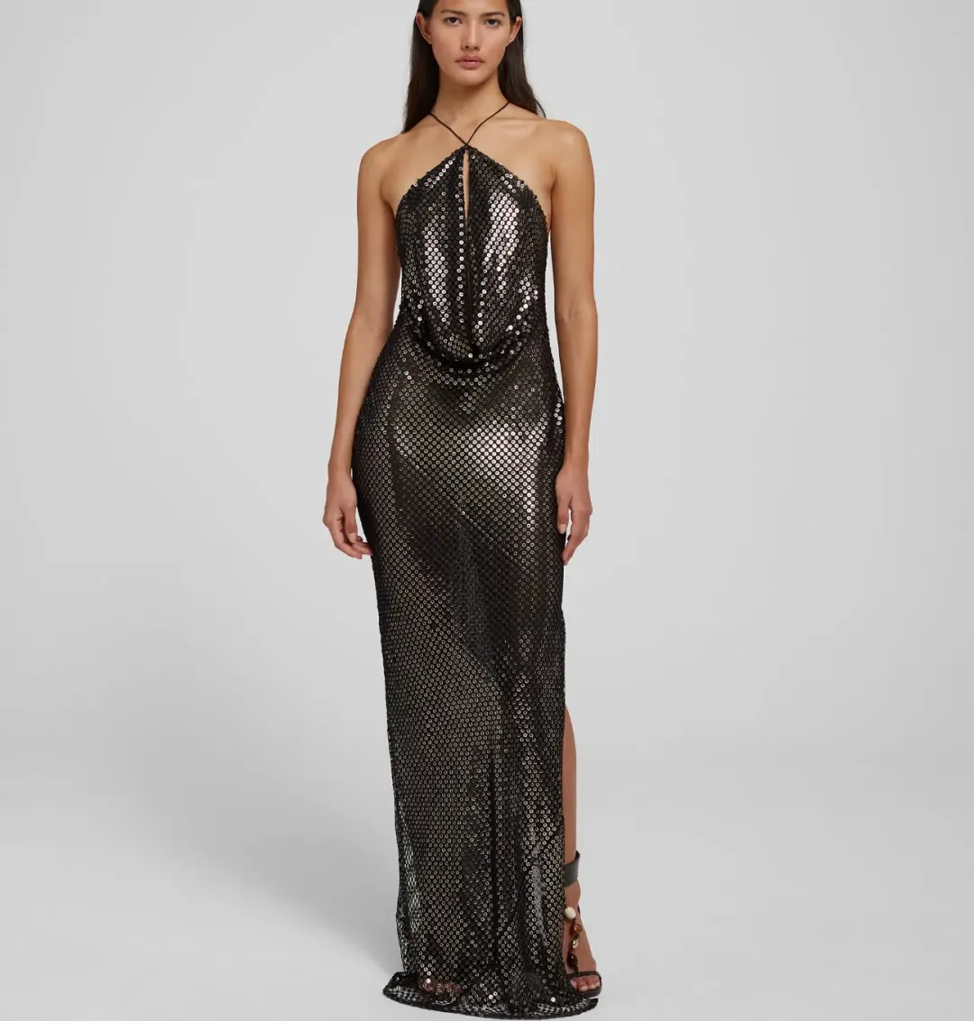 Rat & Boa Solar Maxi Dress Gown in Black with Sequin Size XS / AU 6 for rent on The Volte - main image