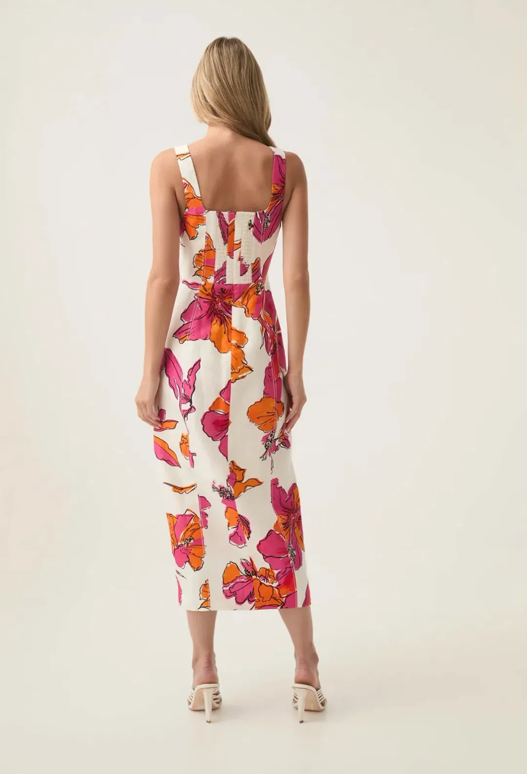 Aje Flourish Midi Dress Vivid Hibiscus Size 6 for rent on The Volte - main image