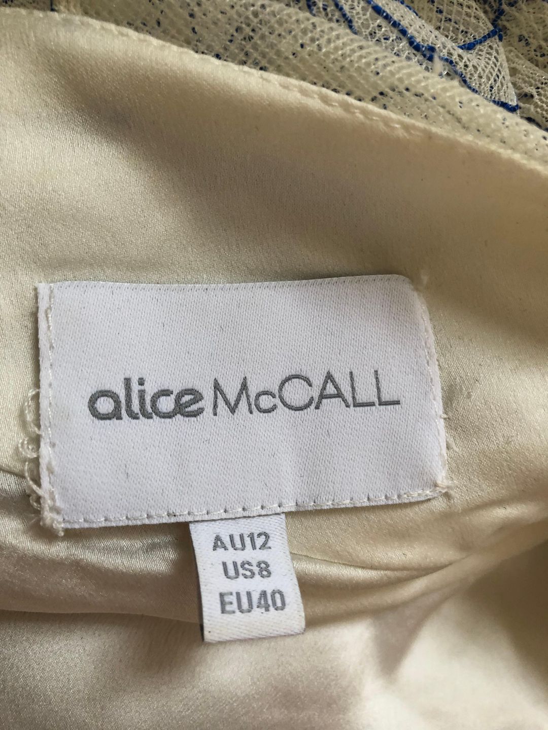 Alice McCall isn’t she lovely cream and cobalt size 12 dress for rent on The Volte - main image