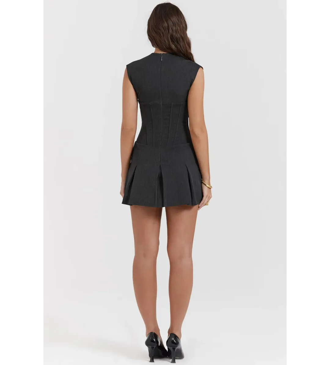 House of CB Eleanor Pleated Corset Dress Charcoal Size XS / AU 6 for rent on The Volte - main image