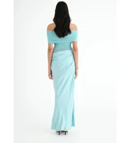 Benni Nico Off Shoulder Maxi Dress in Aquamarine Size AU 4 for rent on The Volte - image 3
