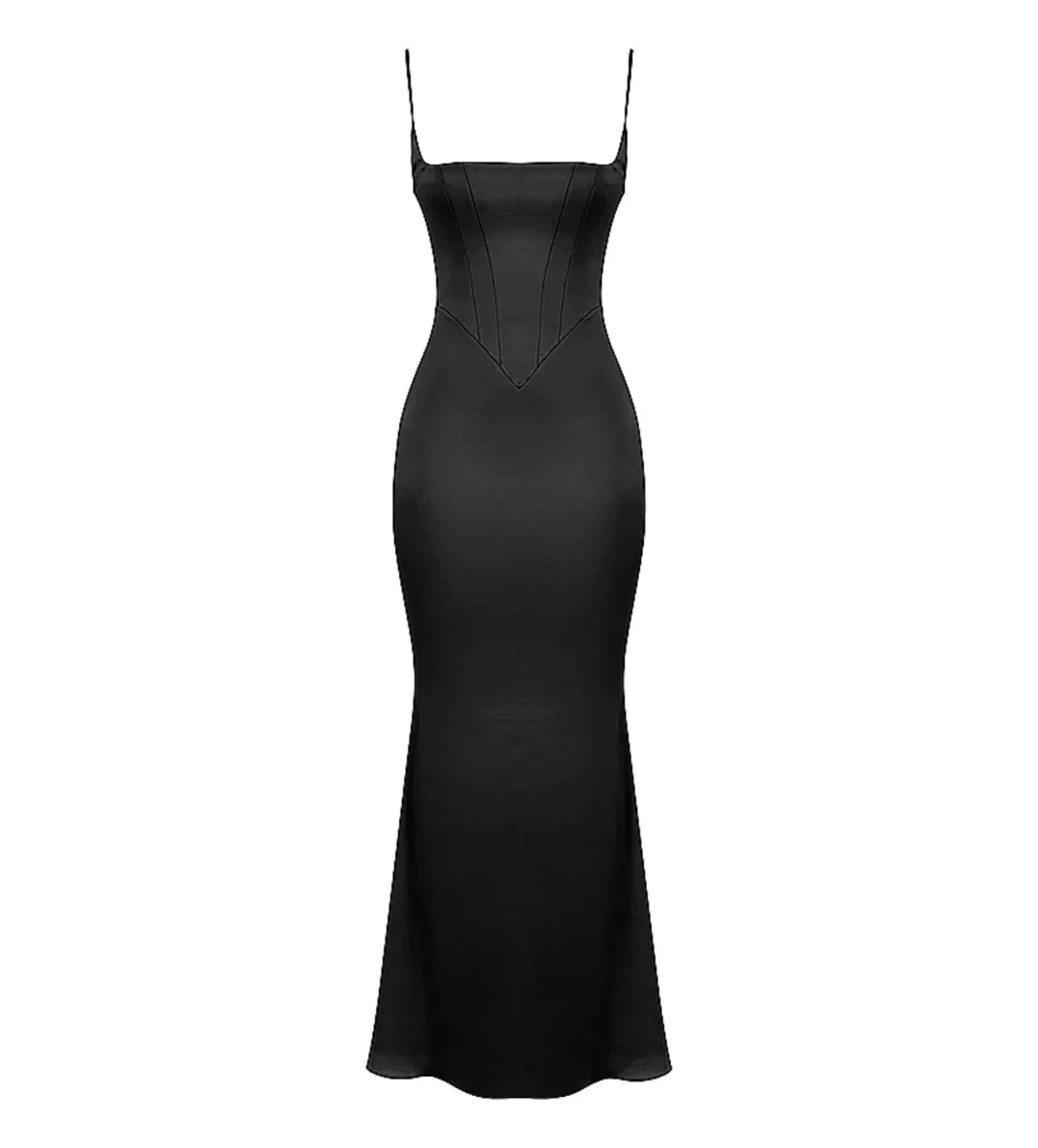 House of CB Olivette Satin Corset Maxi Dress Black Size AU 10 for rent on The Volte - main image