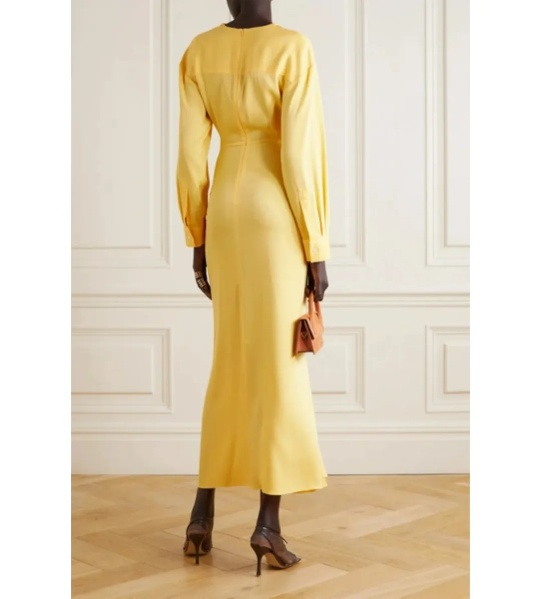 Christopher Esber Ruched Crop and Skirt In Chalky Yellow Size AU 8 for rent on The Volte - main image