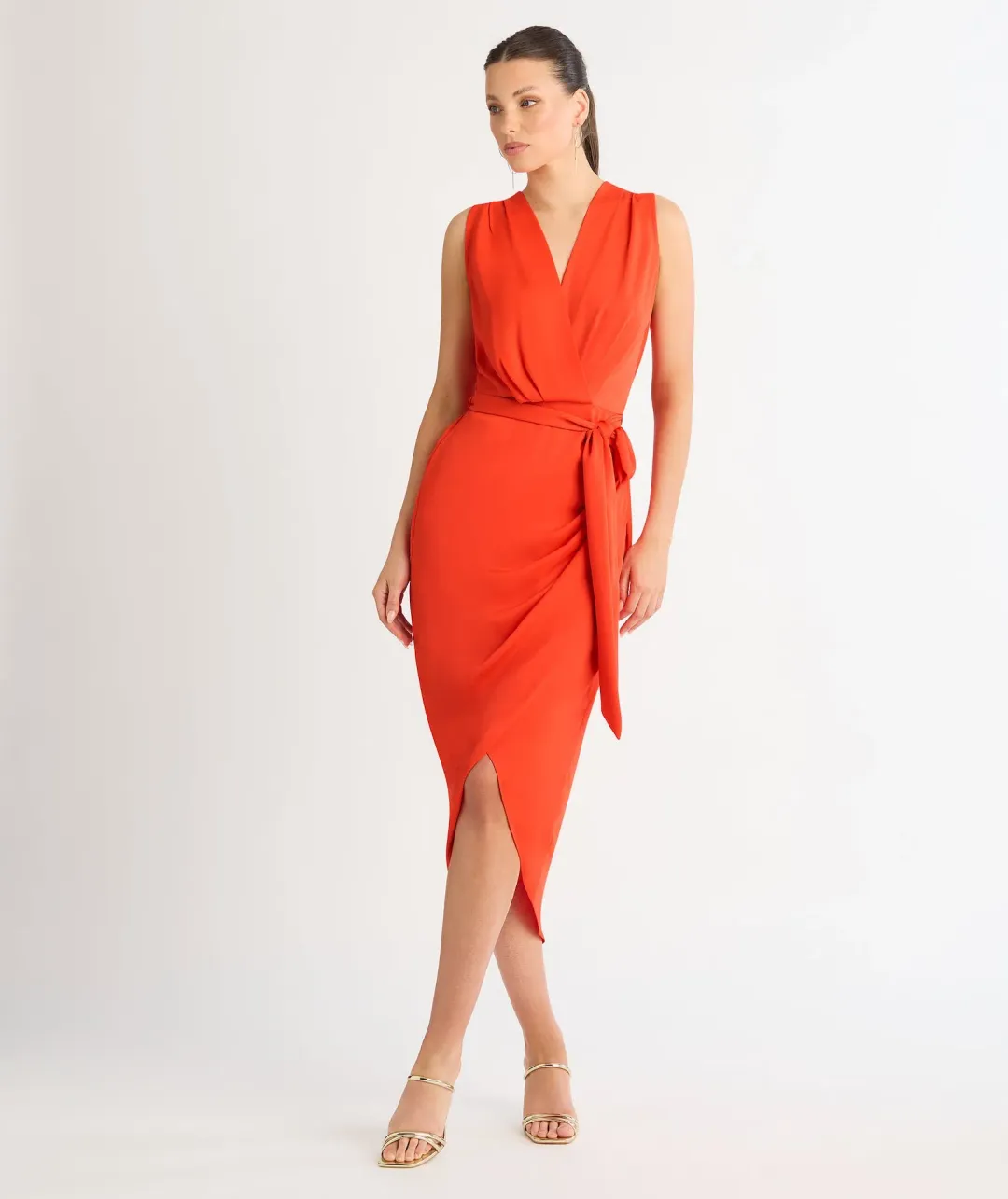 Sheike Saskia Midi Dress Coral Size 16 for rent on The Volte - main image