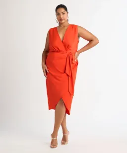 Sheike Saskia Midi Dress Coral Size 16 for rent on The Volte - image 1