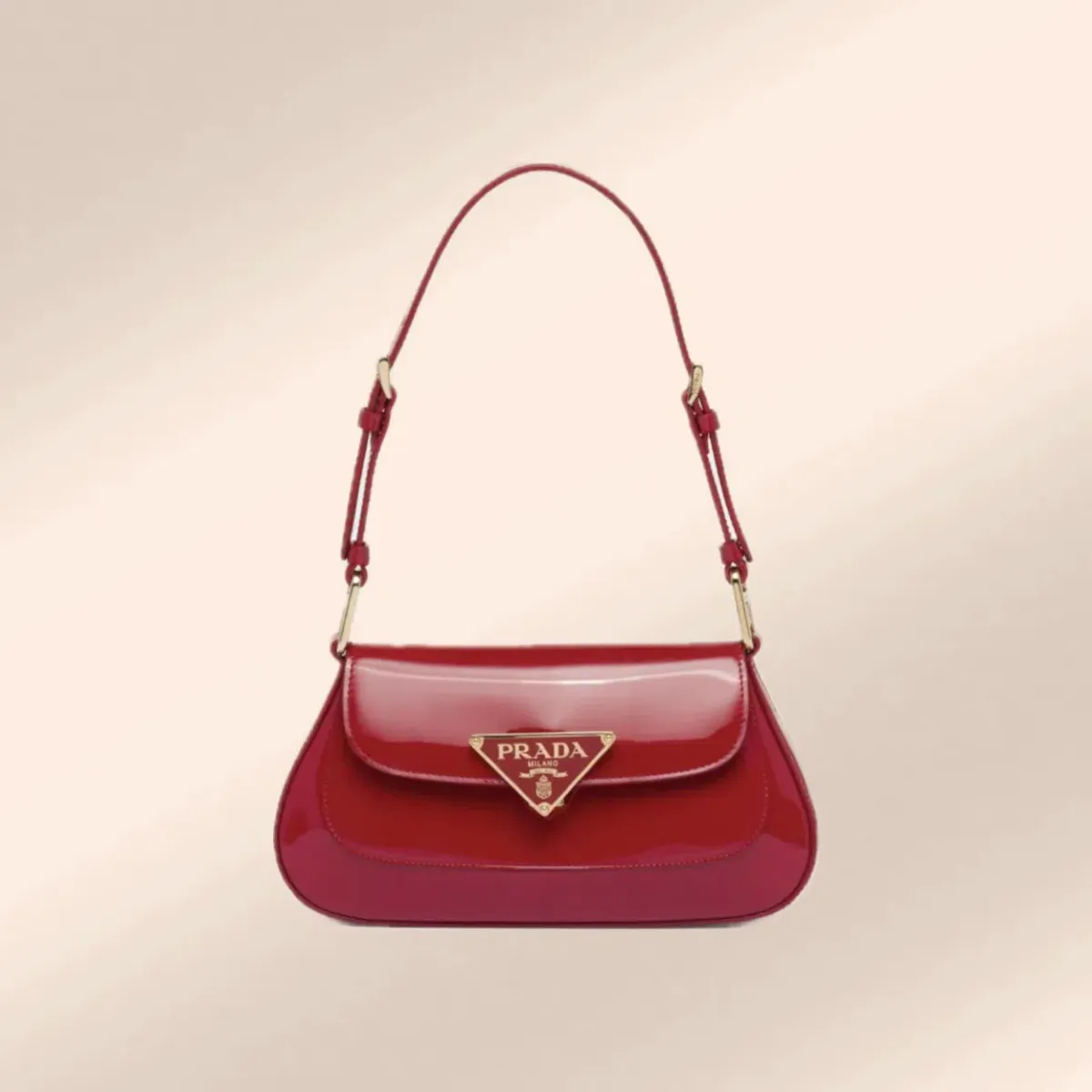 Prada Patent Leather Shoulder Bag Cherry Red for rent on The Volte - main image