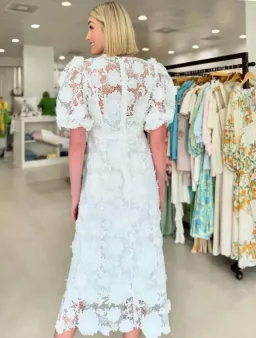 Zimmermann The Halliday Lace Flower Midi Dress in Ivory Size 1 / AU 10 for rent on The Volte - image 6