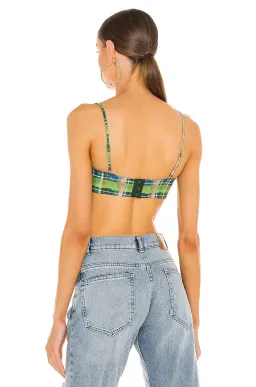 Danielle Guizio Plaid Bralette Top and Scoop Tie Cardigan Set Deep Green Size XS / AU 6 for rent on The Volte - image 3