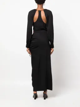 Christopher Esber Ruched Tie Sleeve Dress Black AU 8/US 4 for rent on The Volte - image 4